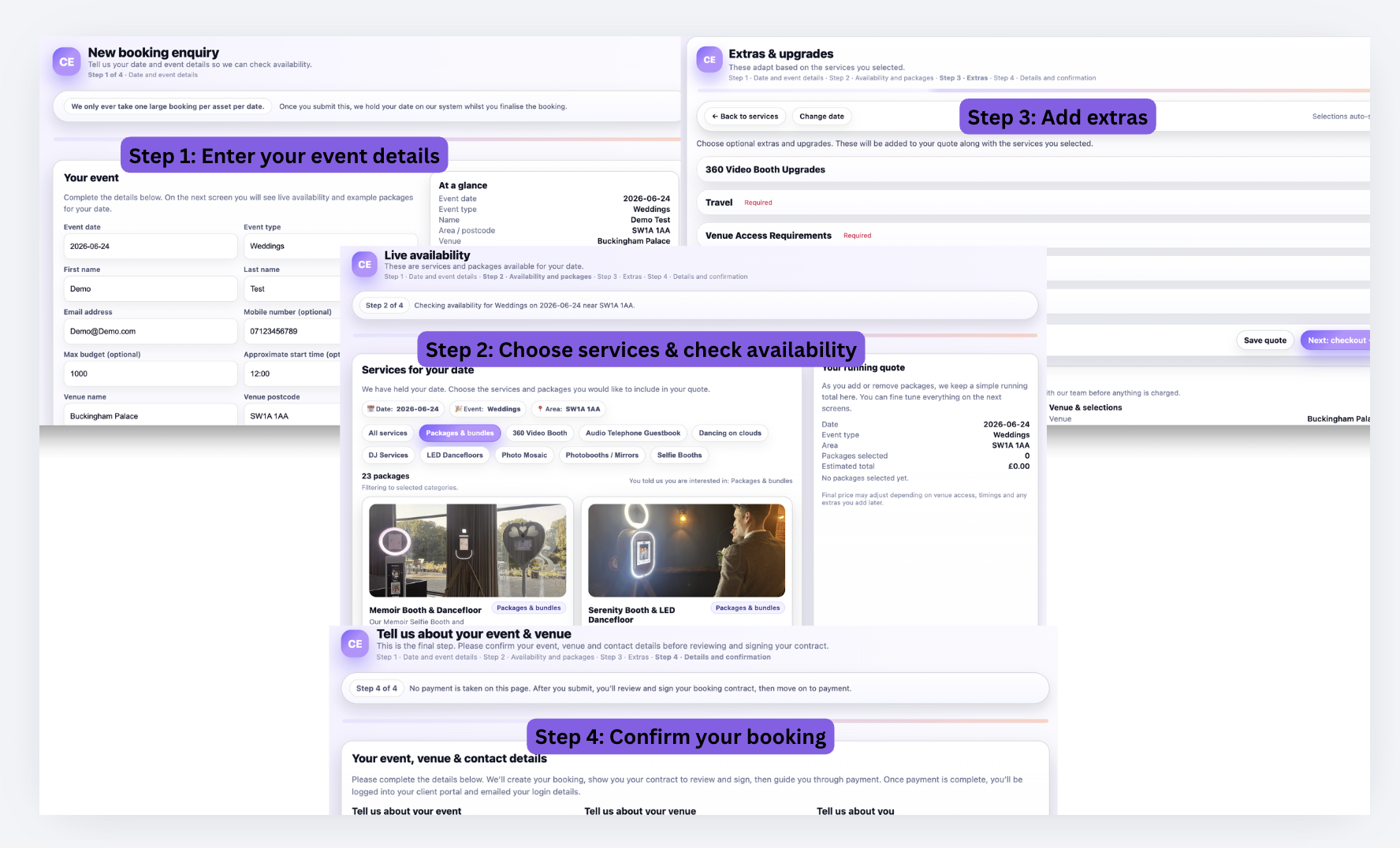 Planellio booking feature