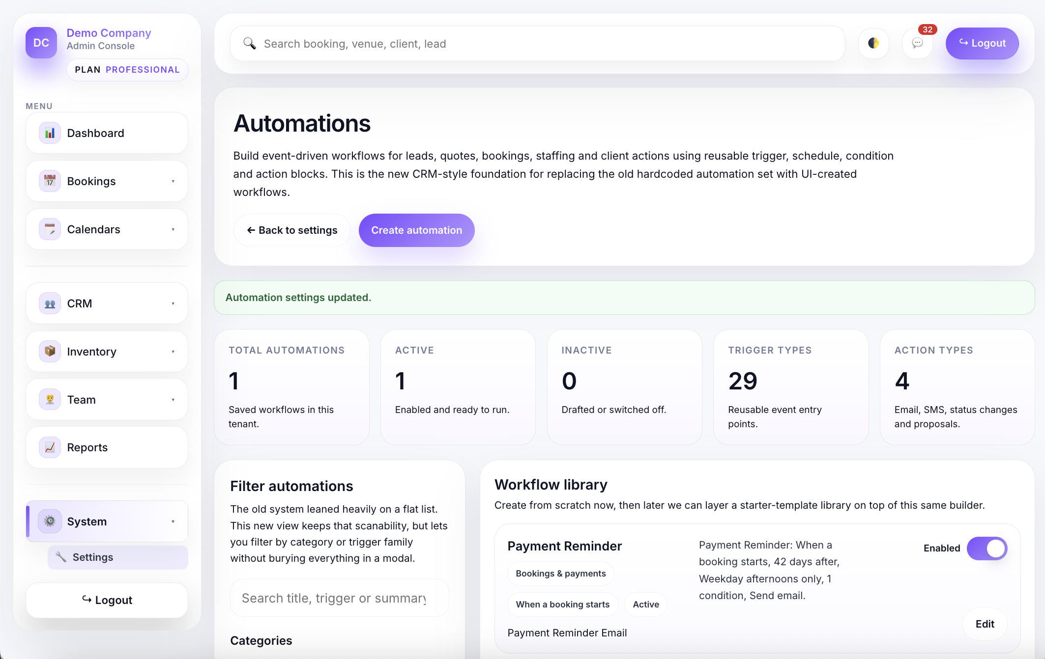 Planellio automations feature
